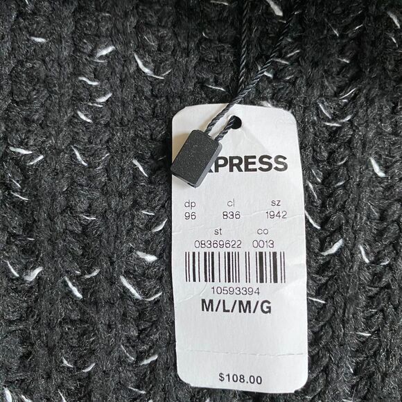 Express Chunky Knit Oversized Cardigan Women M/L Black Open Front Boho Lagenlook - Picture 6 of 7